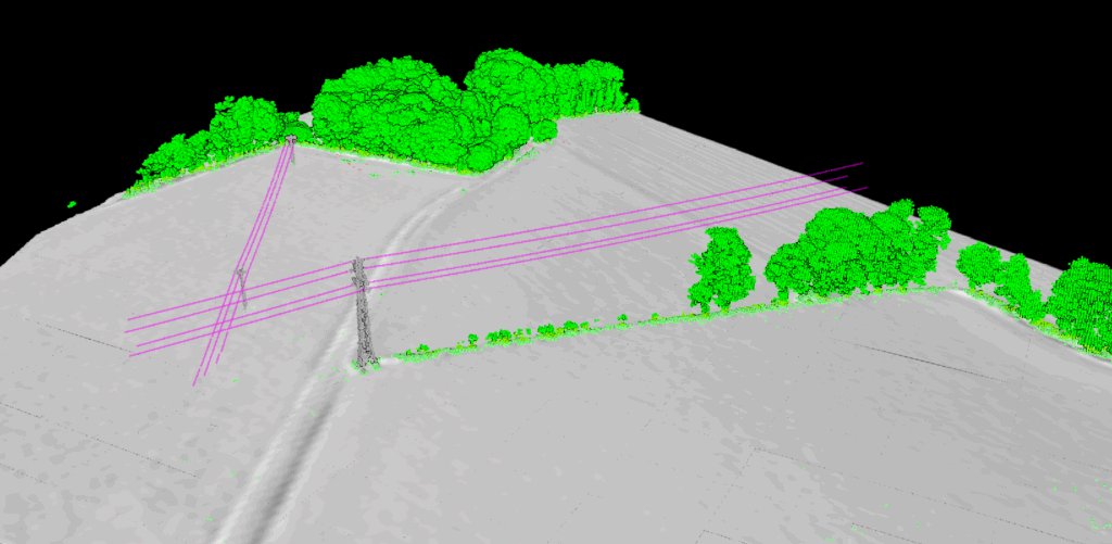 Lidarvisor - Vectorized Wires on DTM - Lidar Point Cloud