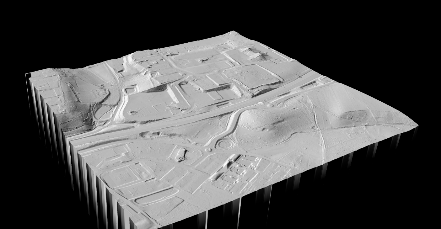 Lidarvisor - DTM - Hillshade urban with river