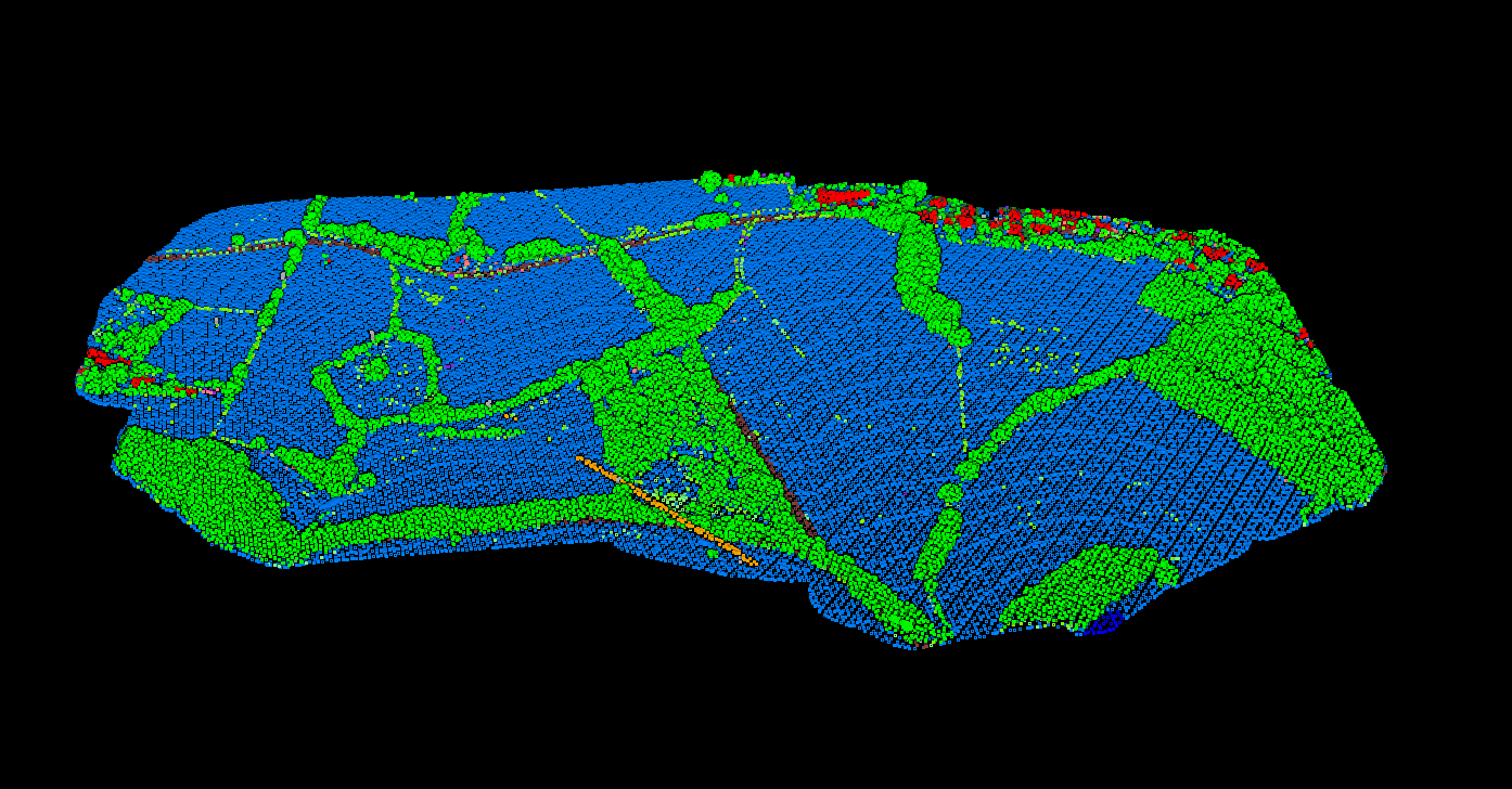 AI-powered point cloud classification showing agricultural land use categories