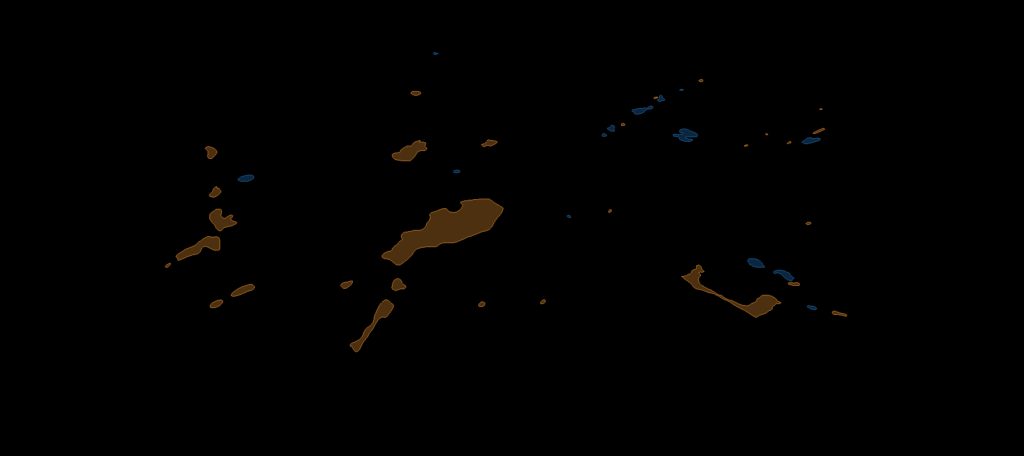 Closed depressions detected across a survey area, shown as filled polygons