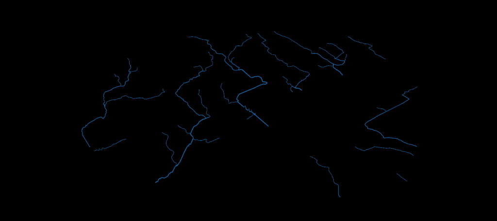 Drainage axis centrelines traced across a survey area