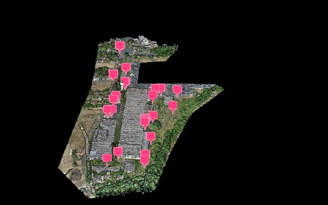 Control point markers over a point cloud in the Lidarvisor 3D viewer